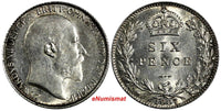 Great Britain Edward VII Silver 1907 6 Pence ch.XF Condition KM# 799 (19 999)