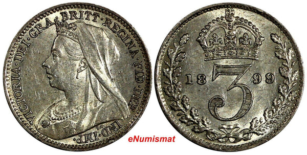 Great Britain Victoria Silver 1899 3 Pence ch.XF KM# 777 (20 000)