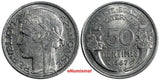 France Aluminum 1947 B 50 Centimes Beaumont Mint XF KM# 894.2a (20 007)