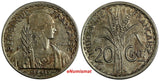 French Indo-China Copper-Nickel 1941 S 20 Cents  San Francisco Mint KM#23a.2 (8)