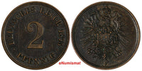 Germany - Empire Wilhelm I Copper 1875 J 2 Pfennig Hamburg Mint KM# 2 (20 014)