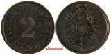 Germany - Empire Wilhelm I Copper 1875 J 2 Pfennig Hamburg Mint KM# 2 (20 014)