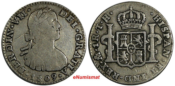 Mexico SPANISH COLONY Ferdinand VII Silver 1809 TH 1 Real 1st Year Type KM#82(4)