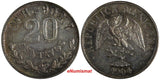 Mexico SECOND REPUBLIC Silver 1904 Cn H 20 Centavos Culiacan aUNC/UNC KM# 405(5)