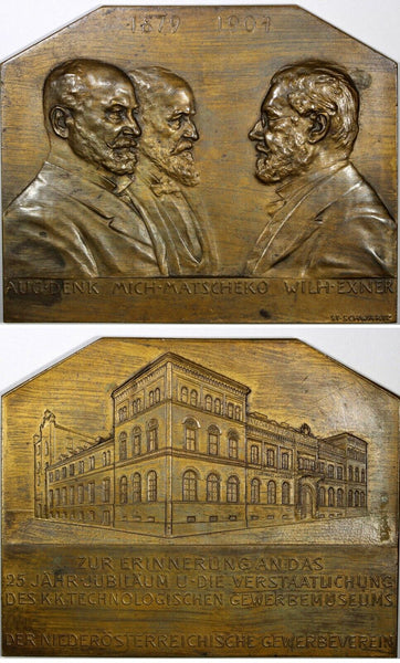 AUSTRIA Medal plaque 1904 by S.Schwartz.25th Technological Trade Museum 86x70 mm