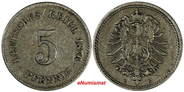 Germany - Empire Wilhelm I 1876 G 5 Pfennig Baden-Württemberg Mint KM# 3 (075)