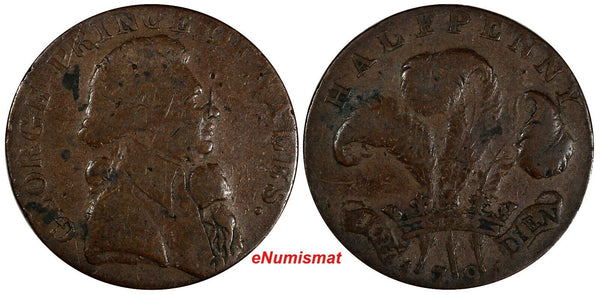 GREAT BRITAIN 1794 1/2 Penny Token Prince of Wales Sussex–Brighton DH# 2 (101)