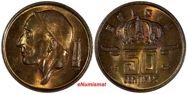 Belgium Baudouin I Bronze 1962 50 Centimes Dutch KEY DATE UNC KM# 149.1 (20 102)