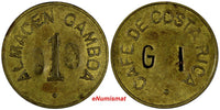 COSTA RICA  Bronze Cafe De Costa Rica Token ALMAGEN GAMBOA.1 Gajuela "GI" 25mm