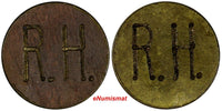 COSTA RICA Brass Rohrmoser Hermanos Token "R.H."Engraved Both Sides 18 mm SCARCE