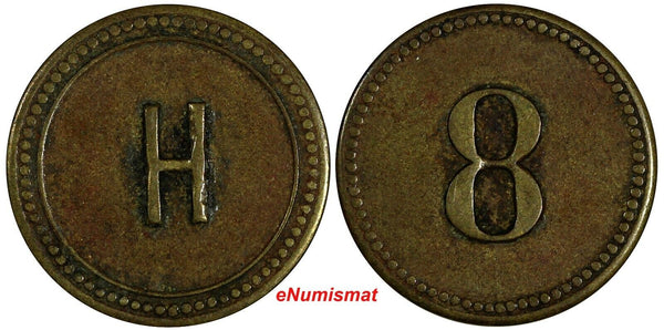 Costa Rica Brass Token Number "8" / Letter "H" 21mm  (20 153)
