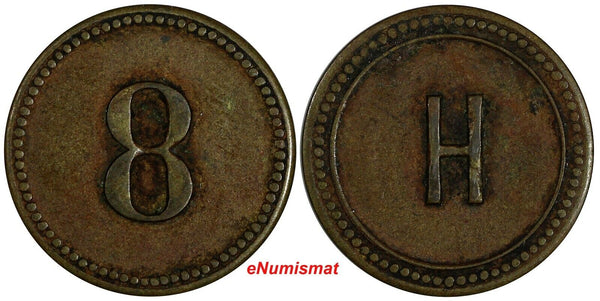 Costa Rica Brass Token Number "8" / Letter "H" 21mm  (20 154)