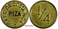 Costa Rica Brass Cafe Token "PIZA" 1/4 Cajuela High Grade 21mm (20 160)