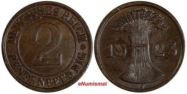 Germany - Weimar Republic 1923 J 2 Rentenpfennig Stuttgart aUNC KM# 31 (172)