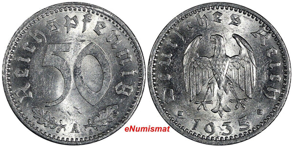 Germany - Third Reich Aluminum 1935 A 50 Reichspfennig UNC KM# 87 (181)
