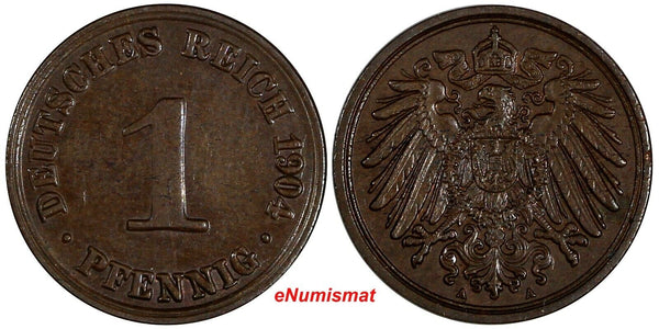 Germany - Empire Wilhelm II Copper 1904 A 1 Pfennig UNC KM# 10 (183)