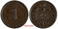Germany - Empire Wilhelm II Copper 1916 J  1 Pfennig Hamburg Mint KM# 10 (193)