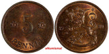 Finland Copper 1930 5 Penniä Better Date BU KM# 22 (20 209)