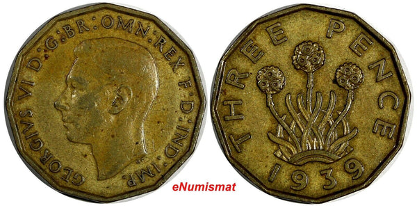 Great Britain George VI 1939 3 Pence KM# 849 (20 234)