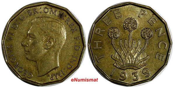 Great Britain George VI 1939 3 Pence KM# 849 (20 235)