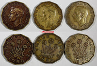 Great Britain George VI LOT OF 3 COINS 1950  3 Pence  KM# 873 (20 262)
