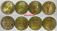 Great Britain Elizabeth II LOT OF 4 COINS 1964 3 Pence KM# 900 (20 272)