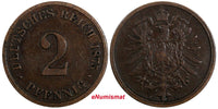 Germany-Empire Wilhelm I Bronze 1875 C 2 Pfennig Frankfurt am Main Mint KM# 2(9)