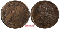 Germany-Empire Wilhelm I Bronze 1874 D 2 Pfennig Munich Mint XF KM# 2 (20 300)