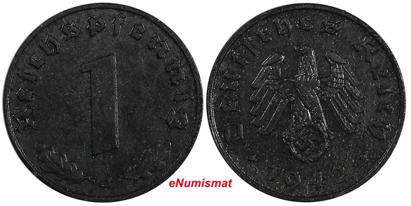 Germany - Third Reich Zinc 1942 J 1 Reichspfennig Hamburg WWII Issue KM# 97 (09)