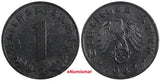 Germany-Third Reich Zinc 1942 E 1 Reichspfennig Muldenhütten WWII Issue KM97(2)
