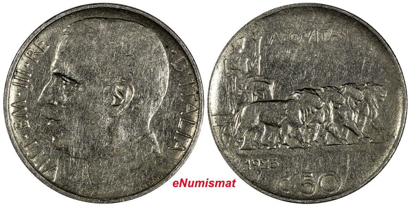 Italy Vittorio Emanuele III 1925 R 50 Centesimi Reeded Edge SCARCE KM#61.2 (346)
