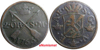 SWEDEN COPPER Adolf Frederick 1763 2 Ore,S.M  Low Mintage401,000 KM#461(2371A)