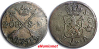 Sweden Adolf Frederick Copper 1751 2 Ore, S.M. Mintage-353,000 KM# 461(4544)