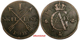 SWEDEN Gustaf IV Adolf 1802 1 Skilling OVERSTRUCK on 2 Ore (1743-1768) KM# 566