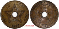 Belgian Congo Free State Leopold II Copper 1888 10 Centimes UNC KM#4