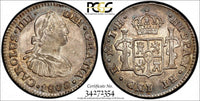 MEXICO SPANISH COLONY Charles IV SILVER 1808 MO TH 1/2 Real PCGS AU DETAIL KM-72