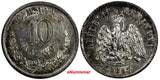 Mexico SECOND REP. Silver 1887 Ca M 10 Centavos Mint-96,00 Chihuahua UNC KM403.1