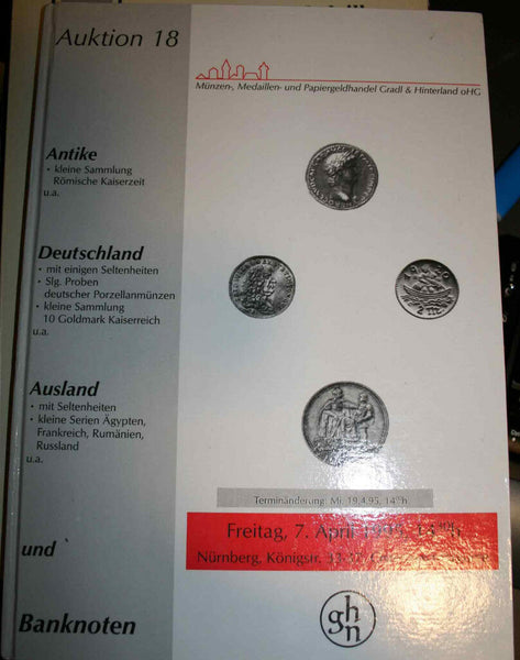 COINS AND MEDALS ,PAPER MONEY  AUCTION CATALOG.#18.1995 HARDBOUND