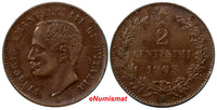 Italy Bronze Vittorio Emanuele III 1903 R 2 Centesimi  XF Condition KM# 38