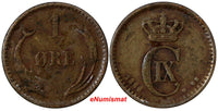 Denmark Christian IX Bronze 1888 CS 1 Ore KEY DATE SCARCE KM# 792.1