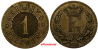 Denmark Frederik VII Bronze 1860 1 Skilling Rigsmont XF Condition KM# 763