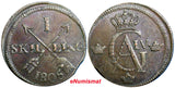 SWEDEN 1805 1 SKILLING OVERSTRUCK ON 18th Cent 2 ORE S.M.  KM#566 /2366A