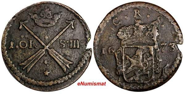 SWEDEN Carl XI (1660-1697) Copper 1673 1 Ore, S.M. 41,95g 46mm Small Star KM#264