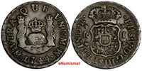 Mexico SPANISH COLONY Philip V Silver 1744 M 1 Real SCARCE KM# 75.2