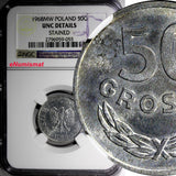 Poland Aluminum 1968 MW 50 Groszy NGC UNC DETAILS SCARCE DATE Y# 48.1