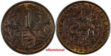Netherlands Wilhelmina I Bronze 1937 1 Cent UNC Condition KM# 152