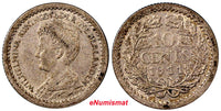 Netherlands Wilhelmina I  Silver 1911 10 Cents   KM# 145