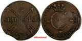 Sweden Carl XIV Johan Copper 1825 1/2 Skilling Mintage-816,000 SCARCE KM# 596
