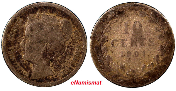 Netherlands Wilhelmina I Silver 1904 10 Cents FIRST DATE FOR TYPE KM# 136