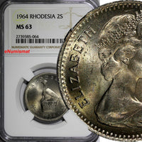 Rhodesia Elizabeth II 1964 2 Shillings,20 Cents NGC MS63  KM# 3